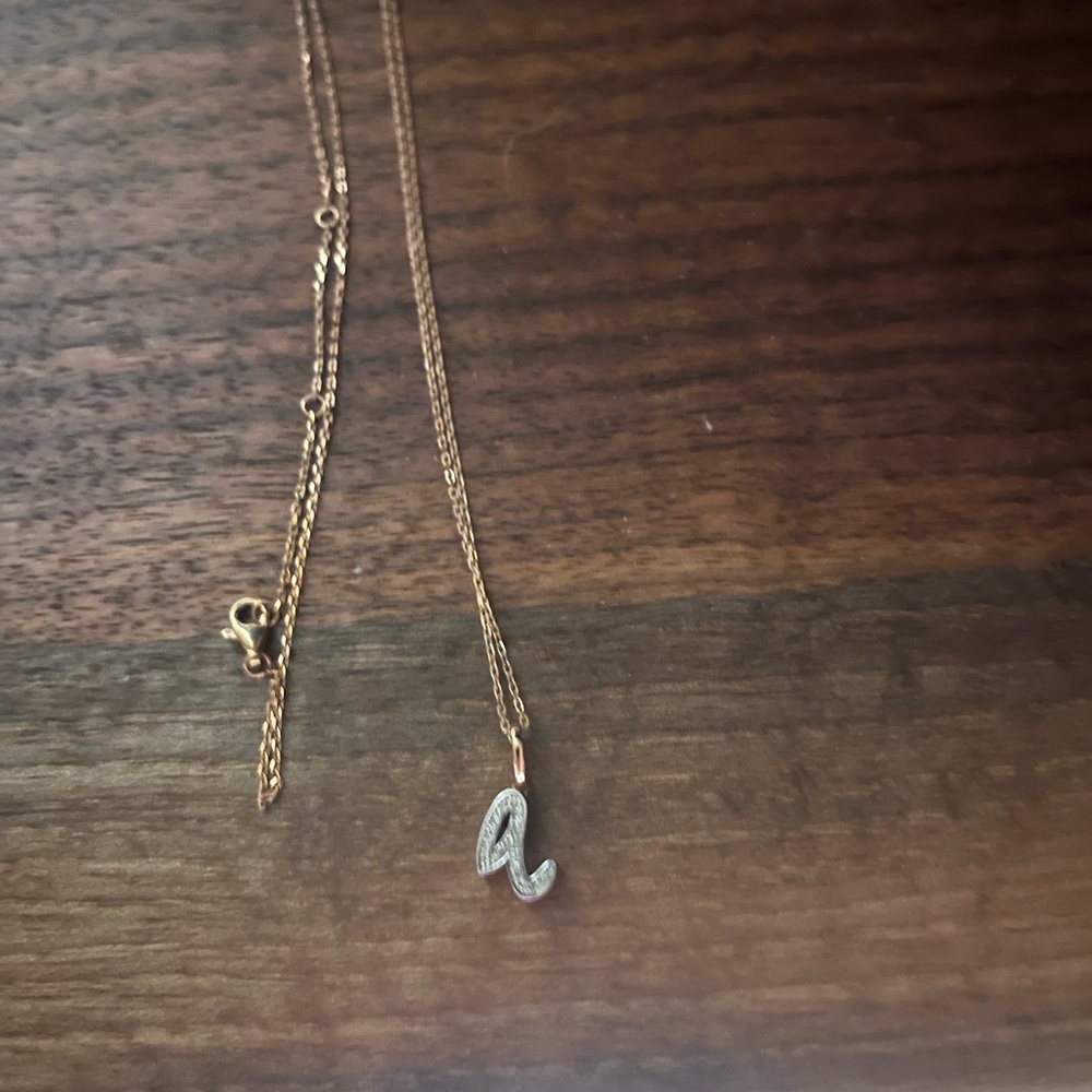 Monica vinader Rose Gold and Diamond Initial Pendant Necklace